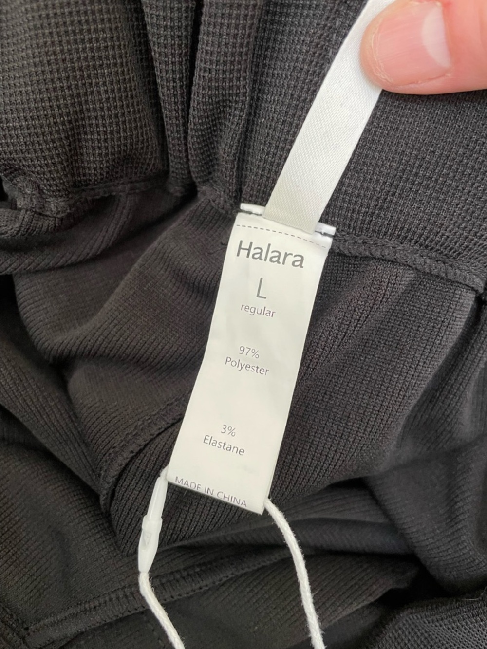 HALARA Black Waffle-knit Wide Leg Pleated Lounge Pants - Picture 4 of 10